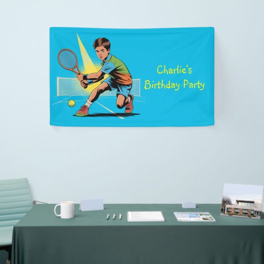 Jongen Tennis Verjaardagsfeest Spandoek (Beurs)