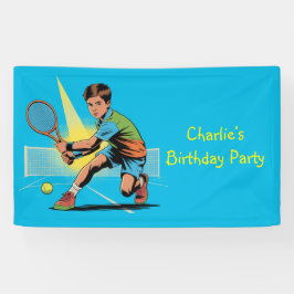 Jongen Tennis Verjaardagsfeest Spandoek