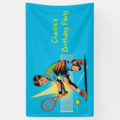 Jongen Tennis Verjaardagsfeest Spandoek (Verticaal)