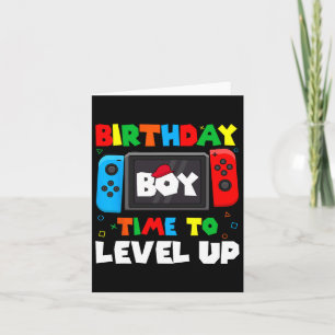 Jongen Tijd Naar Level Up Video Game Verjaardag Ga Kaart