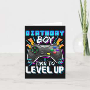 Jongen Tijd Naar Level Up Video Game Verjaardag Ga Kaart