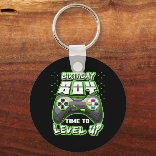Jongen Tijd Naar Level Up Video Game Verjaardag Ga Sleutelhanger (Voorkant)