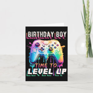 Jongen Tijd Naar Level Up Video Game Verjaardagsfe Kaart