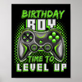 Jongen Tijd Naar Level Up Video Game Verjaardagsfe Poster (Voorkant)