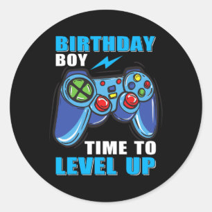 Jongen Tijd om een level hoger te komen Video Game Ronde Sticker