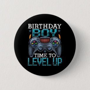 Jongen Tijd om te Level Up Videospel Verjaardag Ga Ronde Button 5,7 Cm