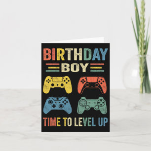 Jongen Tijd om te Level Up Videospel Verjaardagsca Kaart