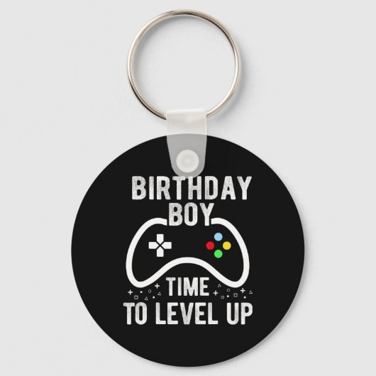 Jongen Tijd om te Level Up Videospel Verjaardagsca Sleutelhanger (Voorkant)