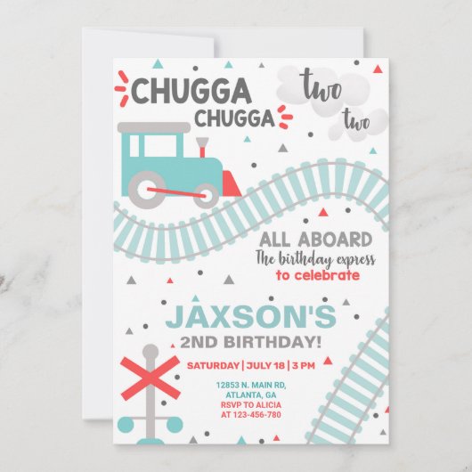 Jongen trainen 2e tweede verjaardag uitnodiging.. kaart (Voorkant)