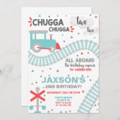 Jongen trainen 2e tweede verjaardag uitnodiging.. kaart (Voorkant / Achterkant)