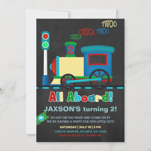 Jongen trainen 2e tweede verjaardag uitnodiging. kaart (Voorkant)