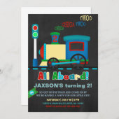 Jongen trainen 2e tweede verjaardag uitnodiging. kaart (Voorkant / Achterkant)