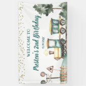 Jongen Trein Verjaardag Grote Banner (Verticaal)