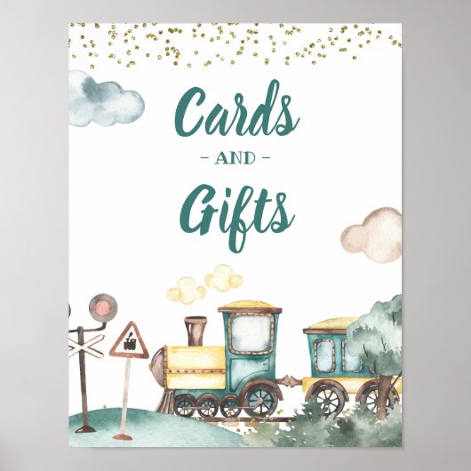 Jongen Trein Verjaardagskaarten en Giften Teken Poster (Voorkant)