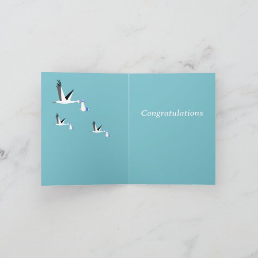 Jongen Triplets bewerkbaar Kaart (Binnen)