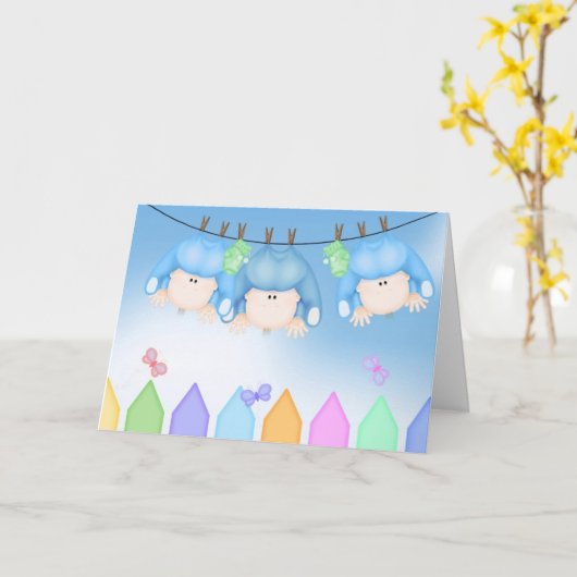 Jongen Triplets Kaart (Gele Bloem)