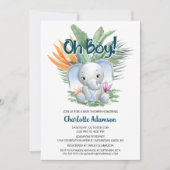 Jongen! Tropisch Baby olifant Baby shower Kaart (Voorkant)