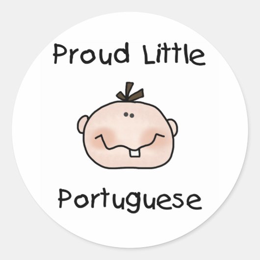 Jongen Trots Kleine Portugees Ronde Sticker (Voorkant)