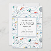 Jongen Trucks and Cars City Second Birthday Party Kaart (Voorkant)