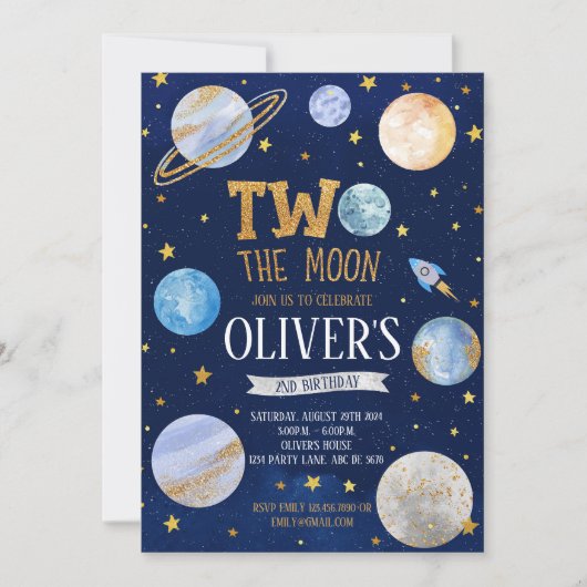 Jongen Twee De Maan Verjaardag Kaart (Voorkant)