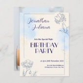 Jongen tweeling 1e verjaardag uitnodigingen (Voorkant / Achterkant)