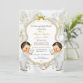 Jongen tweeling doop doop communie kaart (Staand voorkant)