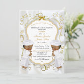 Jongen tweeling doop doopsel Gouden Kruis Etnisch Kaart (Staand voorkant)