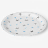 Jongen Twinkle Baby shower decor, blauwe zilveren  Papieren Bordje (Gekanteld)