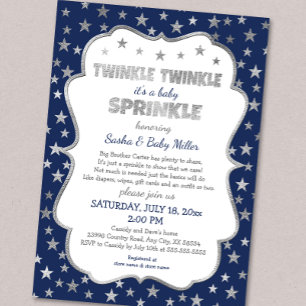 Jongen Twinkle Baby Sprinkle, marineszilveruitnodi Kaart