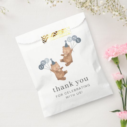 Jongen Twins - Beren Party Petten - 1e Verjaardag Bedankzakje (Gezegeld)