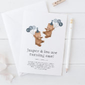 Jongen Twins - Beren Party Petten - Joint 1st Birt Kaart