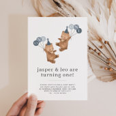 Jongen Twins - Beren Party Petten - Joint 1st Birt Kaart