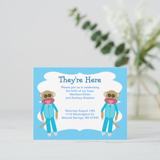 Jongen Twins Douche of Aankondiging (Staand voorkant)