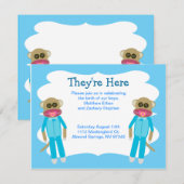 Jongen Twins Douche of Aankondiging (Voorkant / Achterkant)