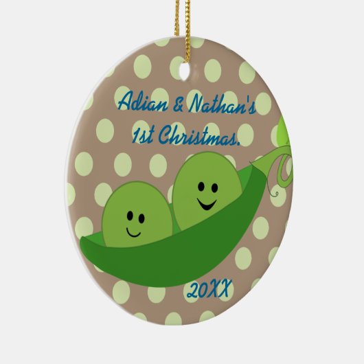 Jongen Twins Eerste Kerstversiering Keramisch Ornament (Rechts)