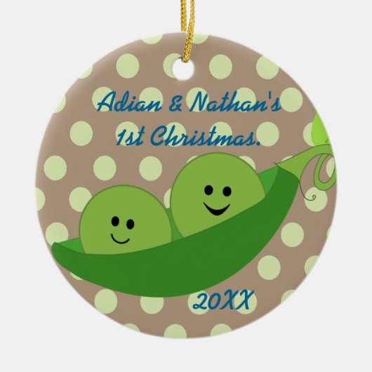 Jongen Twins Eerste Kerstversiering Keramisch Ornament (Voorkant)