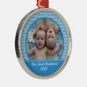 Jongen Twins Eerste Kerstversiering Metalen Ornament (Rechts)