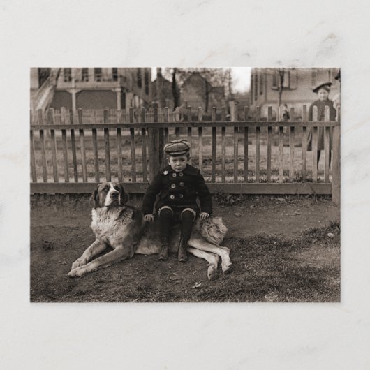 Jongen uit de 1890 die op de foto van Bernard Dog  Briefkaart (Voorkant)