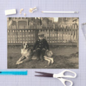 Jongen uit de 1890 die op de foto van Bernard Dog  Tissuepapier (Craft)