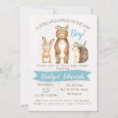 Jongen: Uitnodiging tot Baby shower van Wilde Wood (Voorkant)
