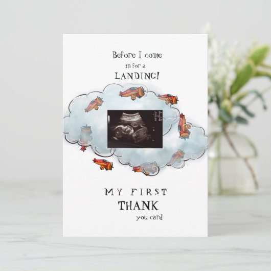 Jongen Ultrasound grappig Dank je Baby Uitzicht Bedankkaart (Staand voorkant)