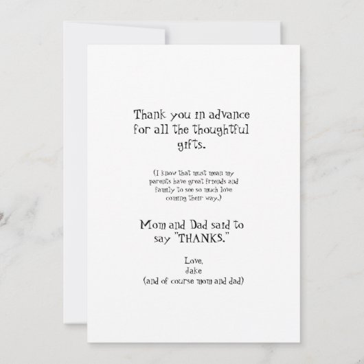 Jongen Ultrasound grappig Dank je Baby Uitzicht Bedankkaart (Achterkant)