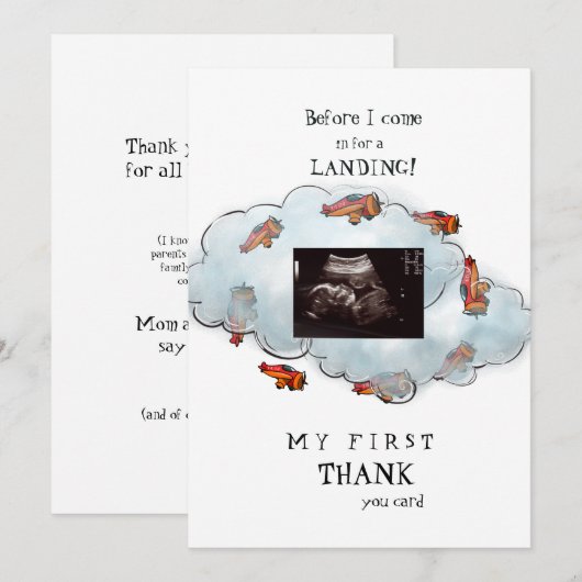 Jongen Ultrasound grappig Dank je Baby Uitzicht Bedankkaart (Voorkant / Achterkant)