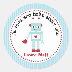 Jongen Valentijn Stickers (Robot met hart)