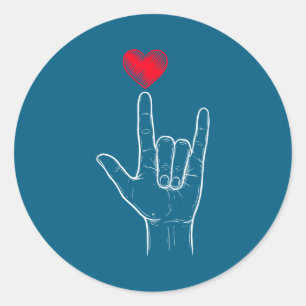 Jongen Valentijnsdag Ik Hou Van Jou Bord Asl Hart Ronde Sticker