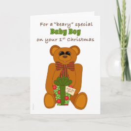 Jongen van het Baby van Beary van eerste Kerstmis Feestdagen Kaart
