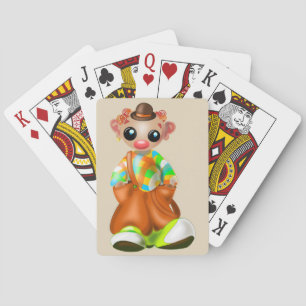 Jongen van Kleine Clown Speelt Kaarten