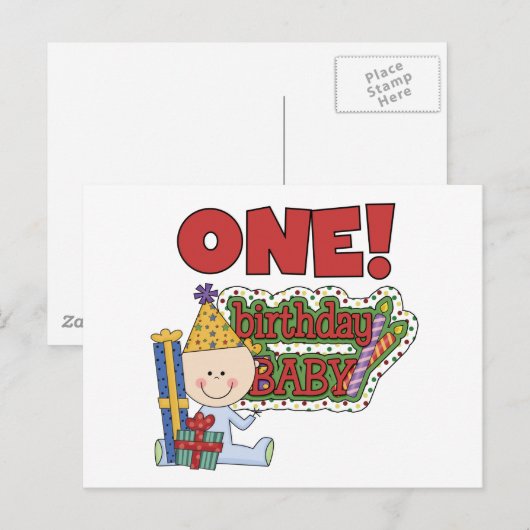 Jongen Verjaardag Baby 1e Verjaardag Tshirts en ge Briefkaart (Voorkant / Achterkant)