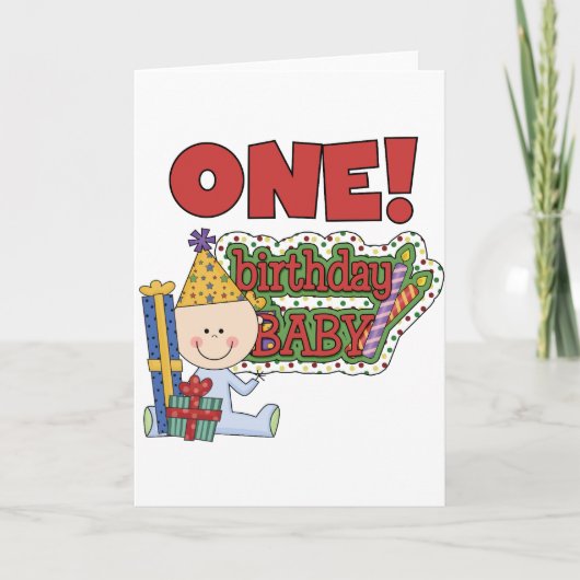 Jongen Verjaardag Baby 1e Verjaardag Tshirts en ge Kaart (Voorkant)