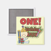 Jongen Verjaardag Baby 1e Verjaardag Tshirts en ge Magneet (Voorkant / Achterkant)